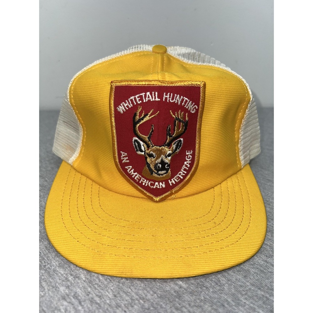 Vintage Whitetail Hunting Hat Cap Snap Back Large X-Large Trucker Mens 80s
